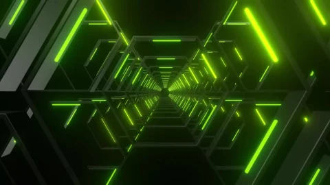Free Video Stock through a tunnel made of hexagons of green light Live Wallpaper - Free Live Wallpaper