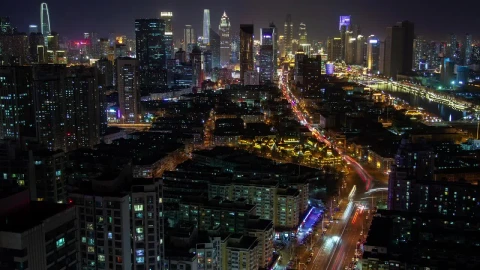 Free Video Stock tianjin cityscape time lapse at night Live Wallpaper - Free Live Wallpaper