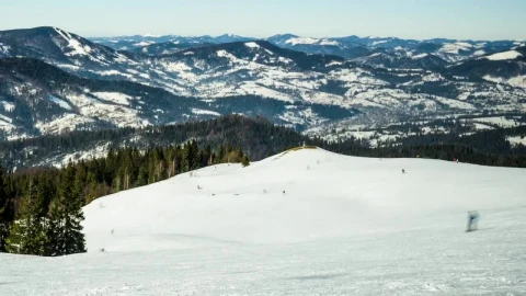 Free Video Stock time lapse of a ski resort in a sunny day Live Wallpaper - Free Live Wallpaper