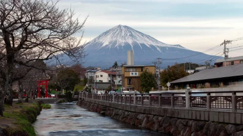 Free Video Stock time lapse of a street and mount fuji Live Wallpaper - Free Live Wallpaper