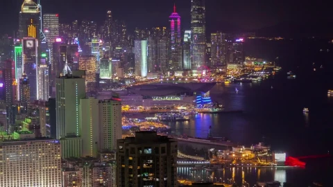Free Video Stock time lapse of hong kong city at night Live Wallpaper - Free Live Wallpaper
