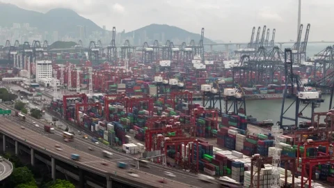 Free Video Stock time lapse of the container port in hong kong Live Wallpaper - Free Live Wallpaper