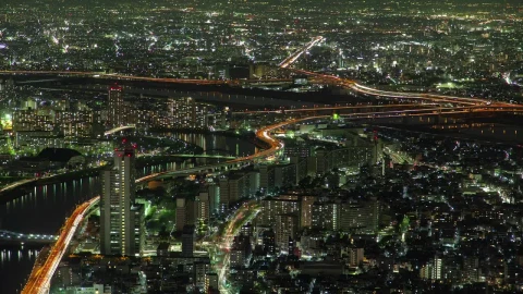 Free Video Stock time lapse of the tokyo cityscape at night Live Wallpaper - Free Live Wallpaper