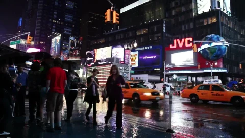 Free Video Stock times square during a rainy night Live Wallpaper - Free Live Wallpaper
