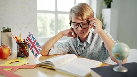 Free Video Stock tired boy studying at home Live Wallpaper - Free Live Wallpaper
