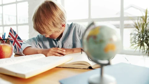 Free Video Stock tired boy wakes up after falling alseep on desk in Live Wallpaper - Free Live Wallpaper