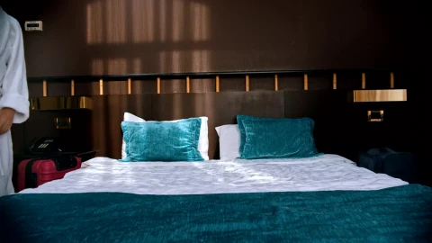 Free Video Stock tired family in bathrobes in an hotel room Live Wallpaper - Free Live Wallpaper