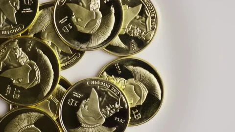 Free Video Stock titan bitcoin gold coins on a white background Live Wallpaper - Free Live Wallpaper