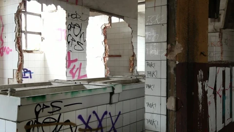 Free Video Stock toilet block in an abandoned building Live Wallpaper - Free Live Wallpaper
