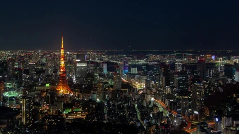 Free Video Stock tokyo cityscape at night aerial shot Live Wallpaper - Free Live Wallpaper