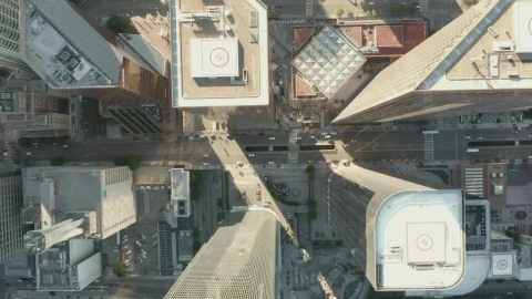 Free Video Stock top aerial shot of skyscrapers and avenues in la Live Wallpaper - Free Live Wallpaper