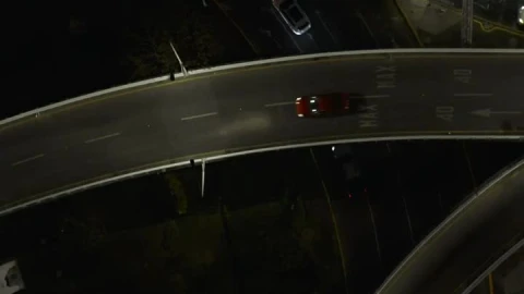 Free Video Stock top aerial spinning shot del tráfico nocturno Live Wallpaper - Free Live Wallpaper