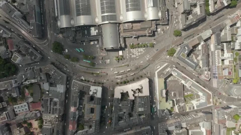 Free Video Stock top aerial spinning shot of germany train station Live Wallpaper - Free Live Wallpaper