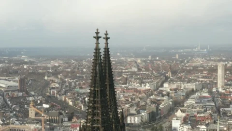 Free Video Stock top of a cathedral with the city in the background Live Wallpaper - Free Live Wallpaper