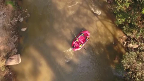Free Video Stock top shot of people rafting on a river Live Wallpaper - Free Live Wallpaper
