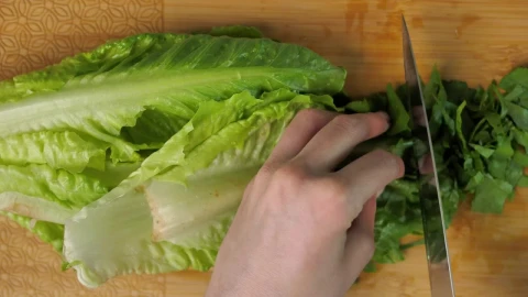Free Video Stock top view of a person cutting lettuce Live Wallpaper - Free Live Wallpaper