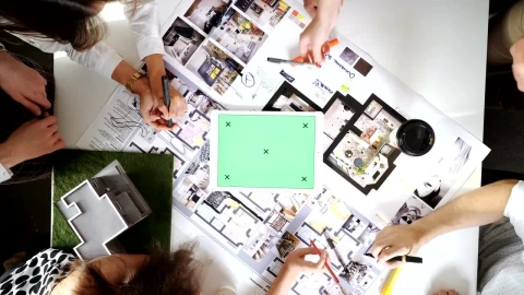 Free Video Stock top view of green screen tablet on design table with Live Wallpaper - Free Live Wallpaper