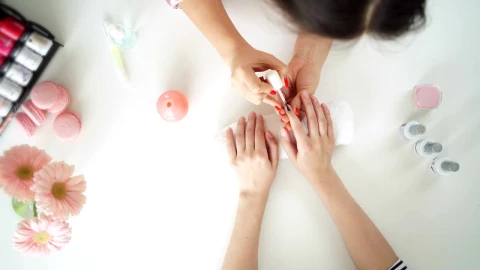 Free Video Stock top view of manicure nail painting timelapse Live Wallpaper - Free Live Wallpaper