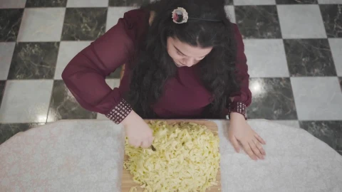 Free Video Stock top view of obese woman eating huge dish of pasta Live Wallpaper - Free Live Wallpaper
