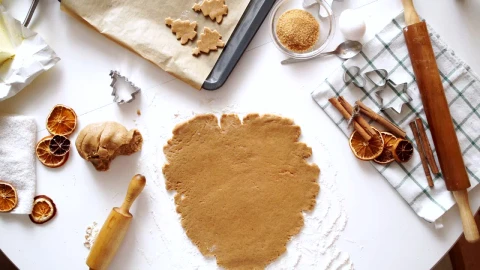 Free Video Stock top view of pressing cookie dough with spices and rolling Live Wallpaper - Free Live Wallpaper