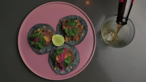 Free Video Stock top view of three tacos and beer Live Wallpaper - Free Live Wallpaper