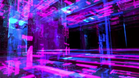 Free Video Stock touring a symbolic digital world of artificial intelligence and information Live Wallpaper - Free Live Wallpaper