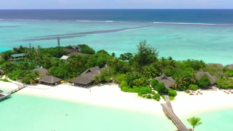 Free Video Stock tourist island with a pier and bungalows Live Wallpaper - Free Live Wallpaper