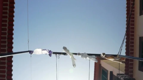 Free Video Stock tourist town street with shirts hung as decorations Live Wallpaper - Free Live Wallpaper