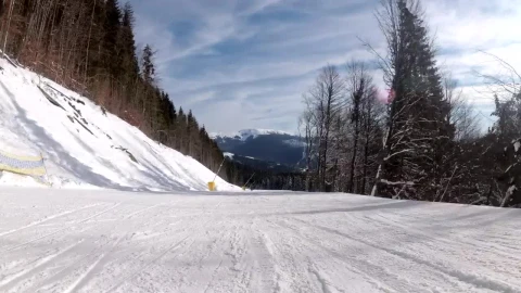 Free Video Stock track view of a skier going down the mountain Live Wallpaper - Free Live Wallpaper