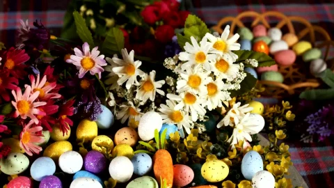 Free Video Stock traditional easter eggs with flowers Live Wallpaper - Free Live Wallpaper