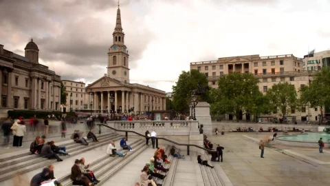 Free Video Stock trafalgar square in london on a cloudy afternoon Live Wallpaper - Free Live Wallpaper