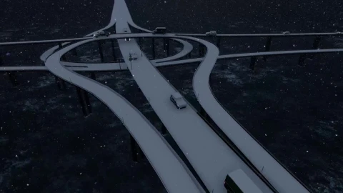 Free Video Stock traffic in the bridges over a river while snowing Live Wallpaper - Free Live Wallpaper