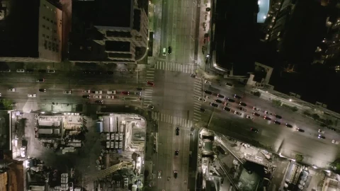 Free Video Stock traffic on an avenue at night aerial top shot Live Wallpaper - Free Live Wallpaper