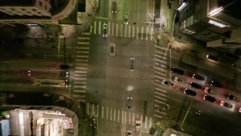 Free Video Stock traffic on an avenue top zoom out aerial shot Live Wallpaper - Free Live Wallpaper