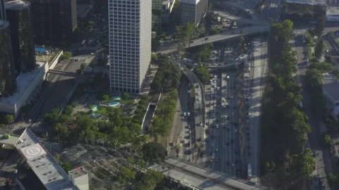 Free Video Stock traffic under los angeles buildings aerial shot Live Wallpaper - Free Live Wallpaper