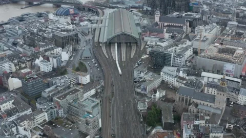 Free Video Stock train leaving a station aerial shot Live Wallpaper - Free Live Wallpaper