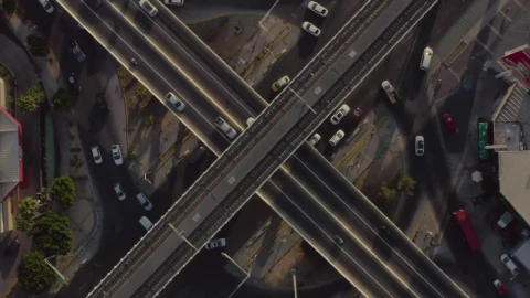 Free Video Stock train roads and cars of a city from above Live Wallpaper - Free Live Wallpaper