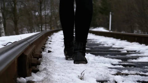 Free Stock Video Walking Over An Old Railway Tracks In The Winter Live Wallpaper - Free Live Wallpaper
