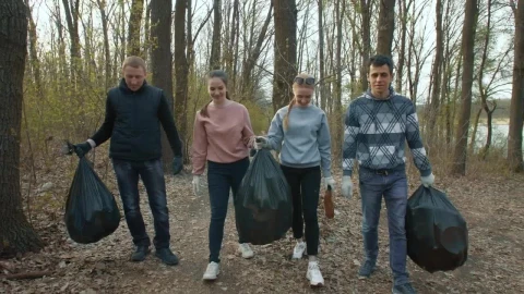 Free Stock Video Volunteers With Garbage Bags In The Forest Live Wallpaper - Free Live Wallpaper