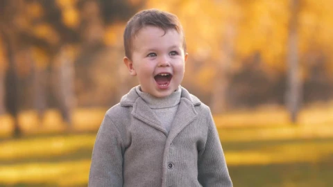 Free Stock Video Very Cheerful Child Smiling In The Autumn Park Live Wallpaper - Free Live Wallpaper