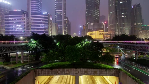 Free Stock Video Underground Tunnel And Skyscrapers At Night Live Wallpaper - Free Live Wallpaper