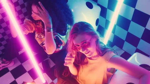 Free Stock Video Two Urban Girls Between Bars Of Colored Light Live Wallpaper - Free Live Wallpaper
