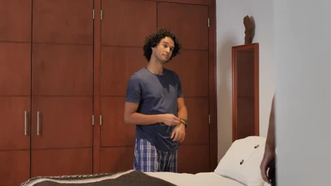 Free Stock Video Two Male Lgbtq Couple Getting Into Bed Before Going To Live Wallpaper - Free Live Wallpaper