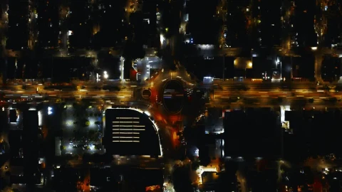Free Stock Video Two Level Roundabout In A City At Night Live Wallpaper - Free Live Wallpaper
