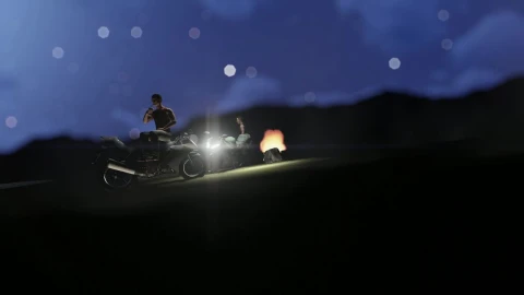 Free Stock Video Two D Motorcyclists Resting With A Campfire Live Wallpaper - Free Live Wallpaper