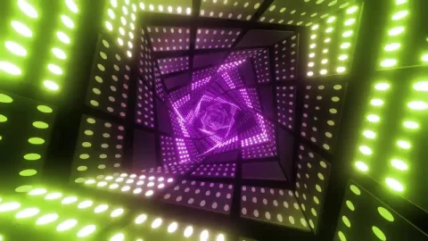 Free Stock Video Twisted Square Tunnel With Green And Purple Lights Live Wallpaper - Free Live Wallpaper
