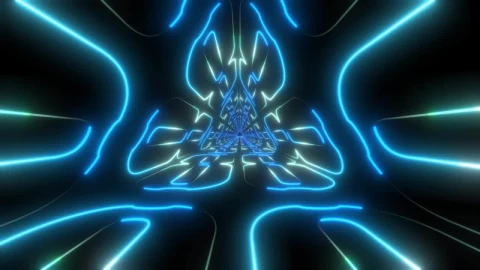 Free Stock Video Triangular Tunnel Made Of Blue Neon Light Live Wallpaper - Free Live Wallpaper