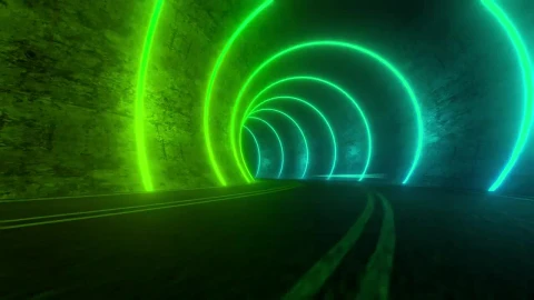 Free Stock Video Traveling Down A Road In A Tunnel Lit By Circles Live Wallpaper - Free Live Wallpaper