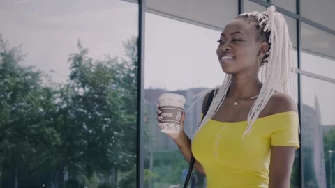 Free Stock Video Young Woman Walking And Drinking Coffee Live Wallpaper - Free Live Wallpaper