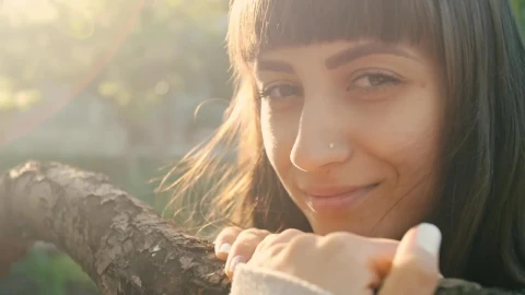Free Stock Video Young Woman Smiling Next To A Branch Live Wallpaper - Free Live Wallpaper